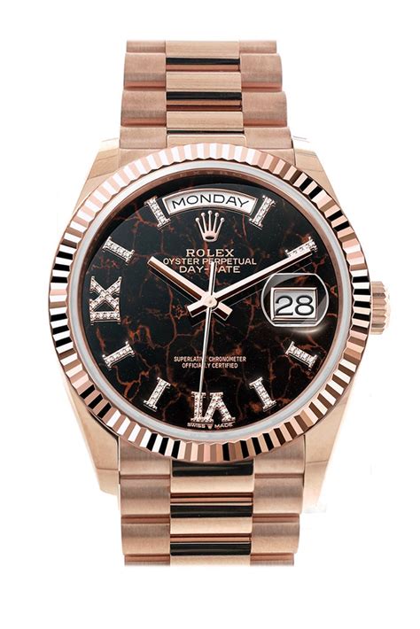 rolex day date everose 36mm eisenkiesel dial